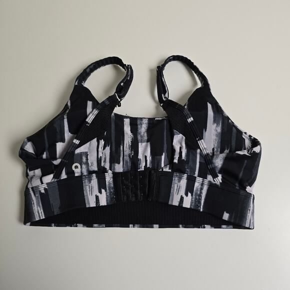 Hyba Black White Gray Sports Bra with Mesh Accents size Medium - Picture 4 of 11